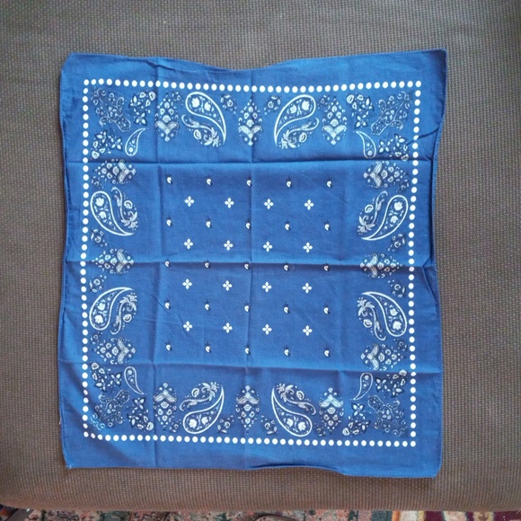 Handkerchief lot of 4, cotton and polyester yellow, blue, light blue 20x20 - Picture 3 of 7